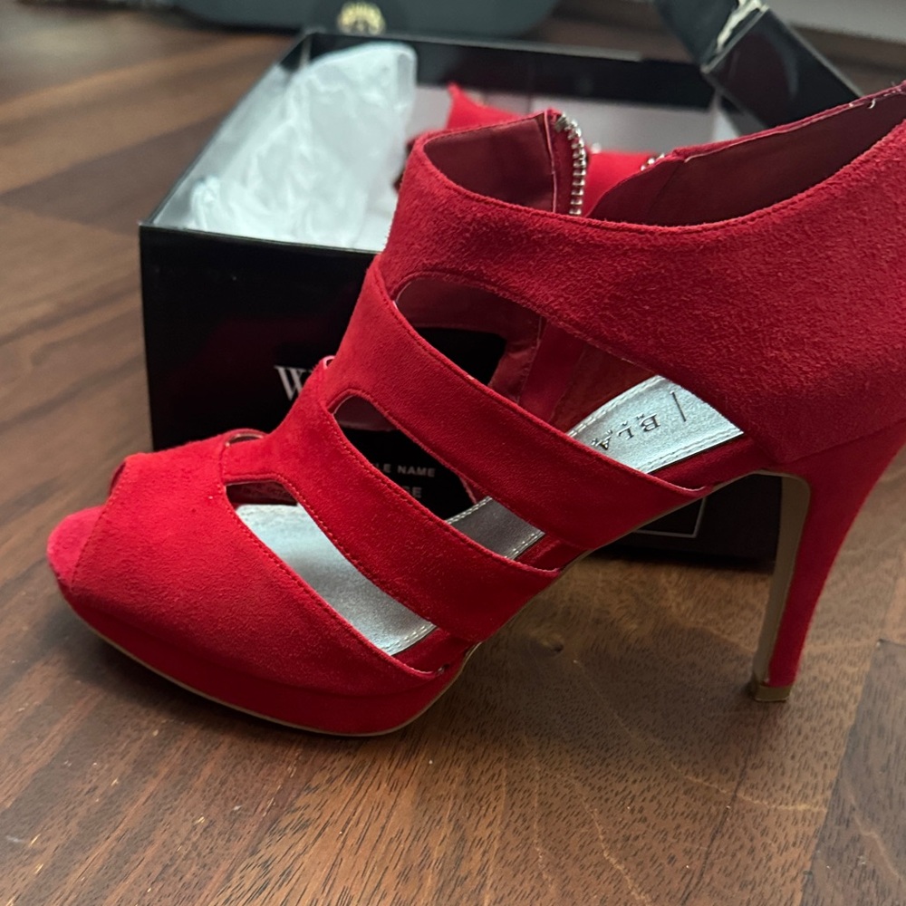 White House Black Market Red Strappy Heels